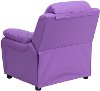 Lavender Vinyl Kids Recliner with Storage Arms-3