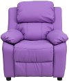Lavender Vinyl Kids Recliner with Storage Arms-4