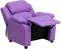 Lavender Vinyl Kids Recliner with Storage Arms-5