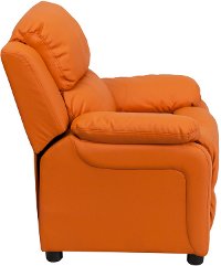 Orange Vinyl Kids Recliner with Storage Arms-2
