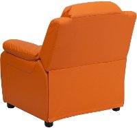 Orange Vinyl Kids Recliner with Storage Arms-3