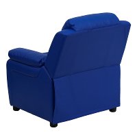 Blue Vinyl Kids Recliner with Storage Arms-3