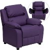 Purple Vinyl Kids Recliner with Storage Arms
