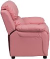 Pink Vinyl Kids Recliner with Storage Arms-2
