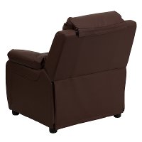 Brown Leather Kids Recliner with Storage Arms-3