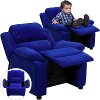 Brown Microfiber Kids Recliner with Storage Arms