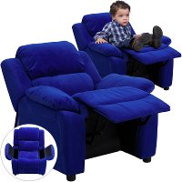 Brown Microfiber Kids Recliner with Storage Arms