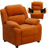 Orange Microfiber Kids Recliner with Storage Arms-1