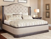 Dark Oak & Linen Wingback Upholstered King Size Bed - Ravena