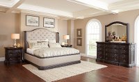 Dark Oak & Linen Traditional 6 Piece Queen Bedroom Set - Ravena