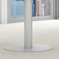 36 Inch Square Natural Maple Table Metal Disc Base-2