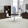 Mocha Cherry 42 Inch Round Table Metal Disc Base - Conference Table