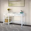 BDD154WH-03 Broadview Pure White Computer Desk with Open Storage - Bush Furniture