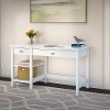 Pure White Computer Desk with Open Storage - Broadview