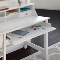 Pure White Computer Desk with Open Storage - Broadview-2