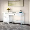 BDD254WH-03 Broadview Pure White Computer Desk with 2 Drawer Pedestal - Bush Furniture
