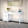Pure White Computer Desk with 2 Drawer Pedestal - Broadview