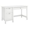 Pure White Computer Desk with 2 Drawer Pedestal - Broadview -4