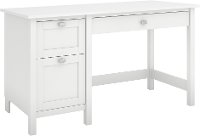 Pure White Computer Desk with 2 Drawer Pedestal - Broadview -4