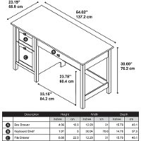 Pure White Computer Desk with 2 Drawer Pedestal - Broadview -5