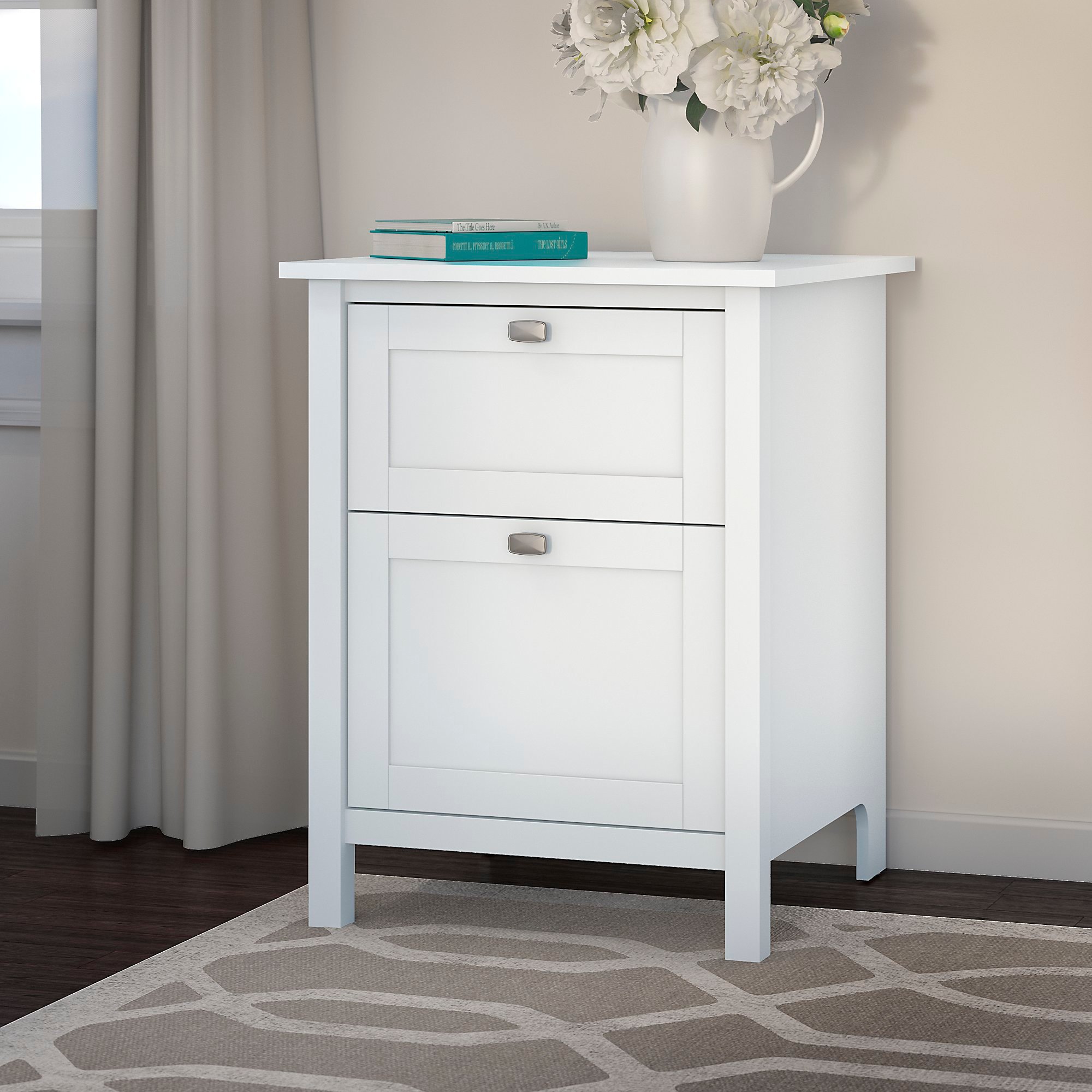 Pure White 2 Drawer File Cabinet - Broadview -1
