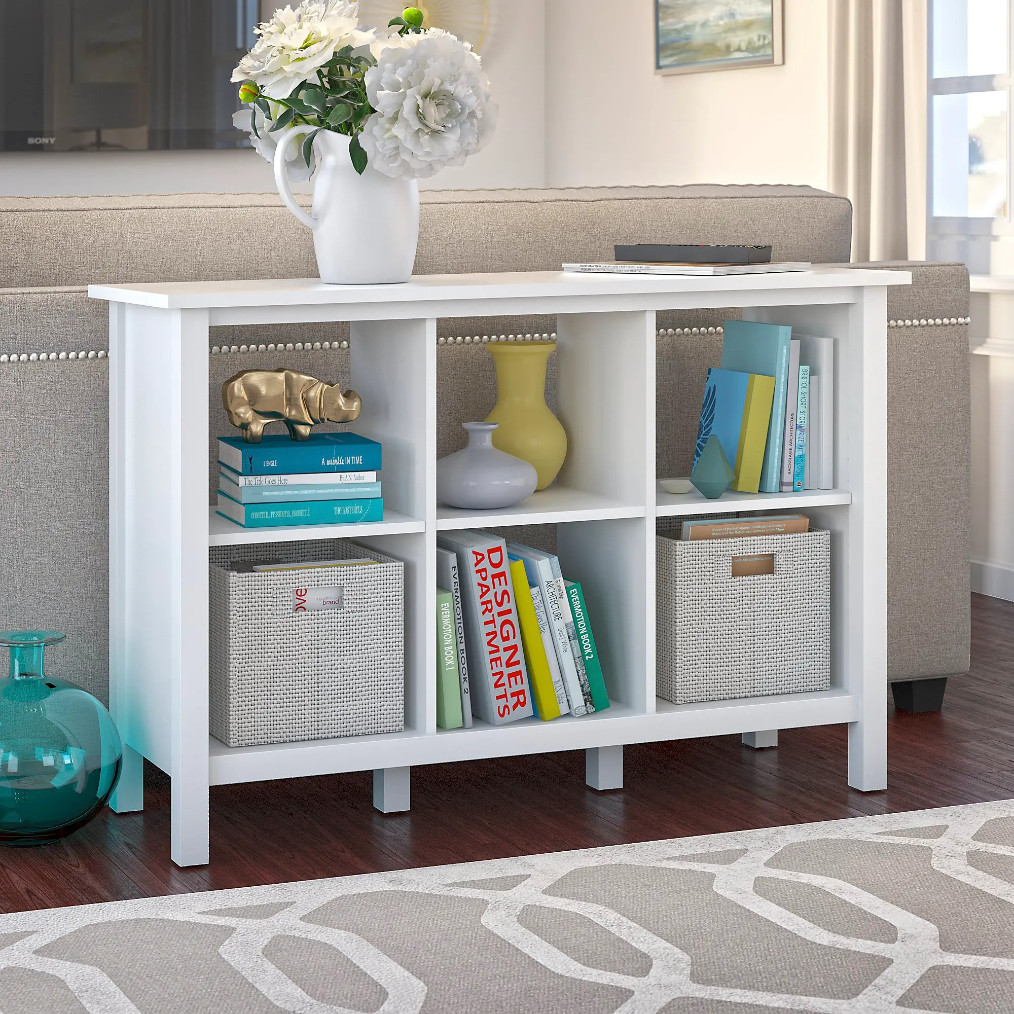 BDB145WH-03 Pure White 6 Cube Storage Bookcase - Broadview-2