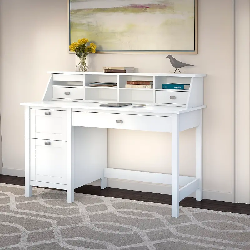 Computer Desk with File Cabinet Pedestal Pull-Out Keyboard in Laminated Maple 