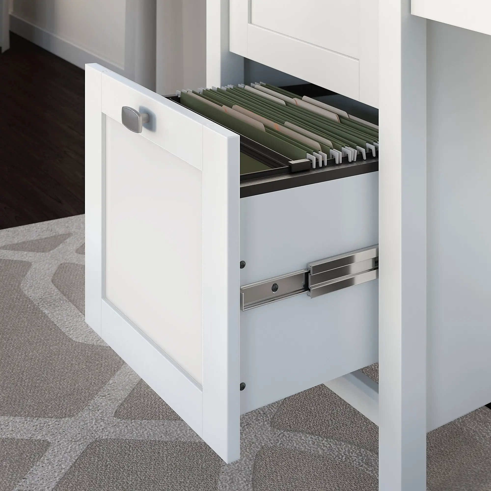 BD005WH Computer Desk with 2 Drawer Pedestal and Organizer - Broadview-3