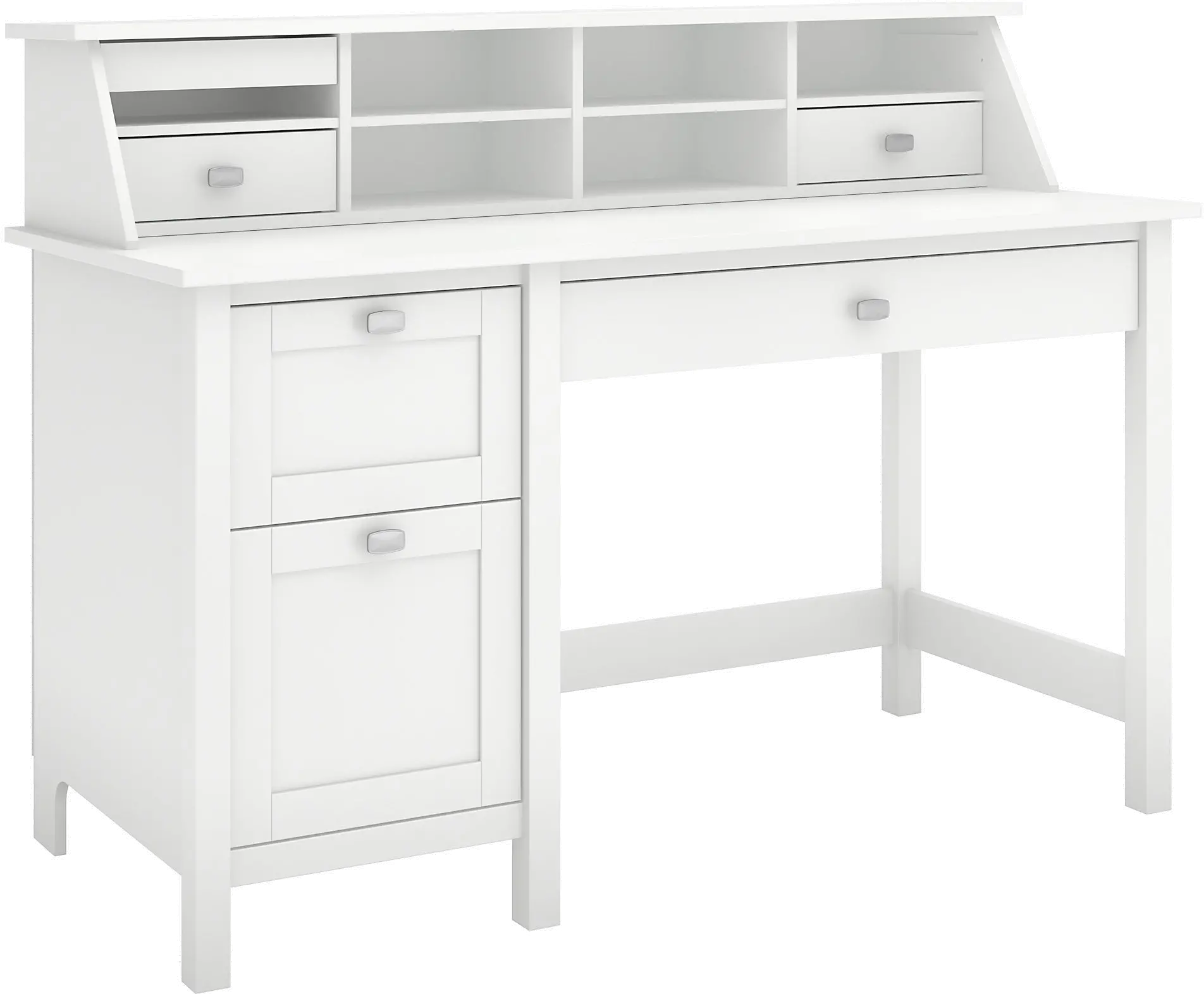 BD005WH Computer Desk with 2 Drawer Pedestal and Organizer - Broadview-4