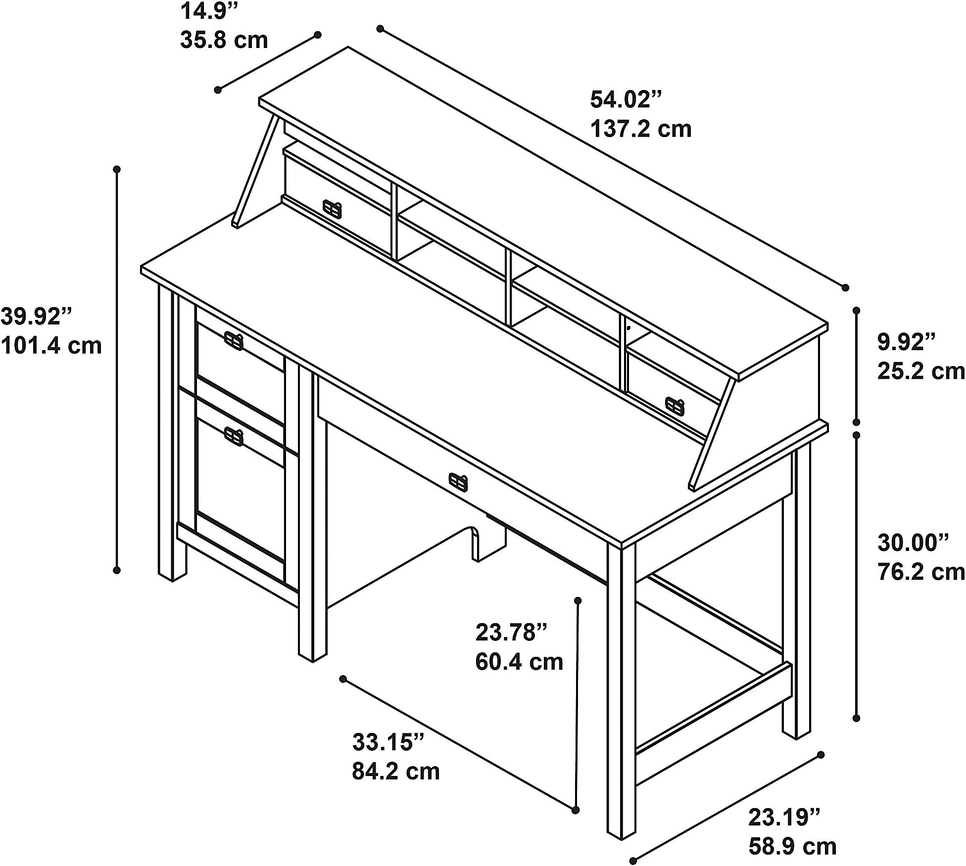 Computer Desk with 2 Drawer Pedestal and Organizer - Broadview-5