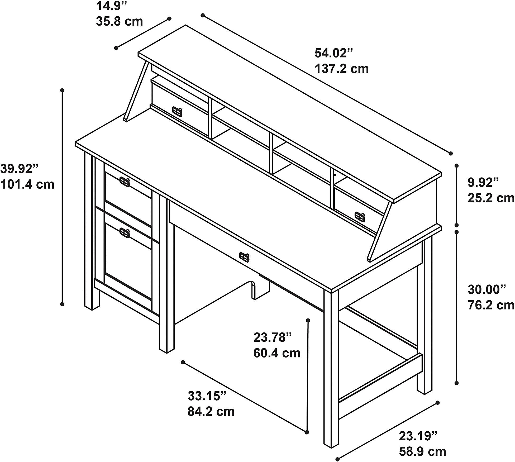 BD005WH Computer Desk with 2 Drawer Pedestal and Organizer - Broadview-5