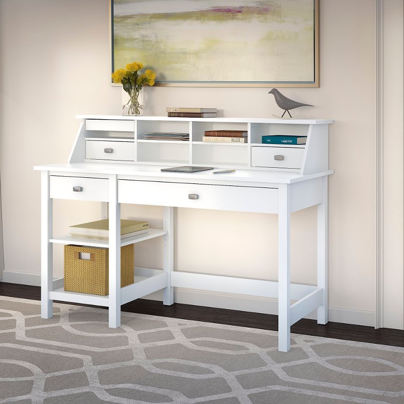 Computer Desk With Open Storage And Desktop Organizer Broadview
