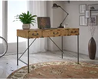 KI50101-03 Industrial Golden Pine 48 Inch Writing Desk - Ironworks