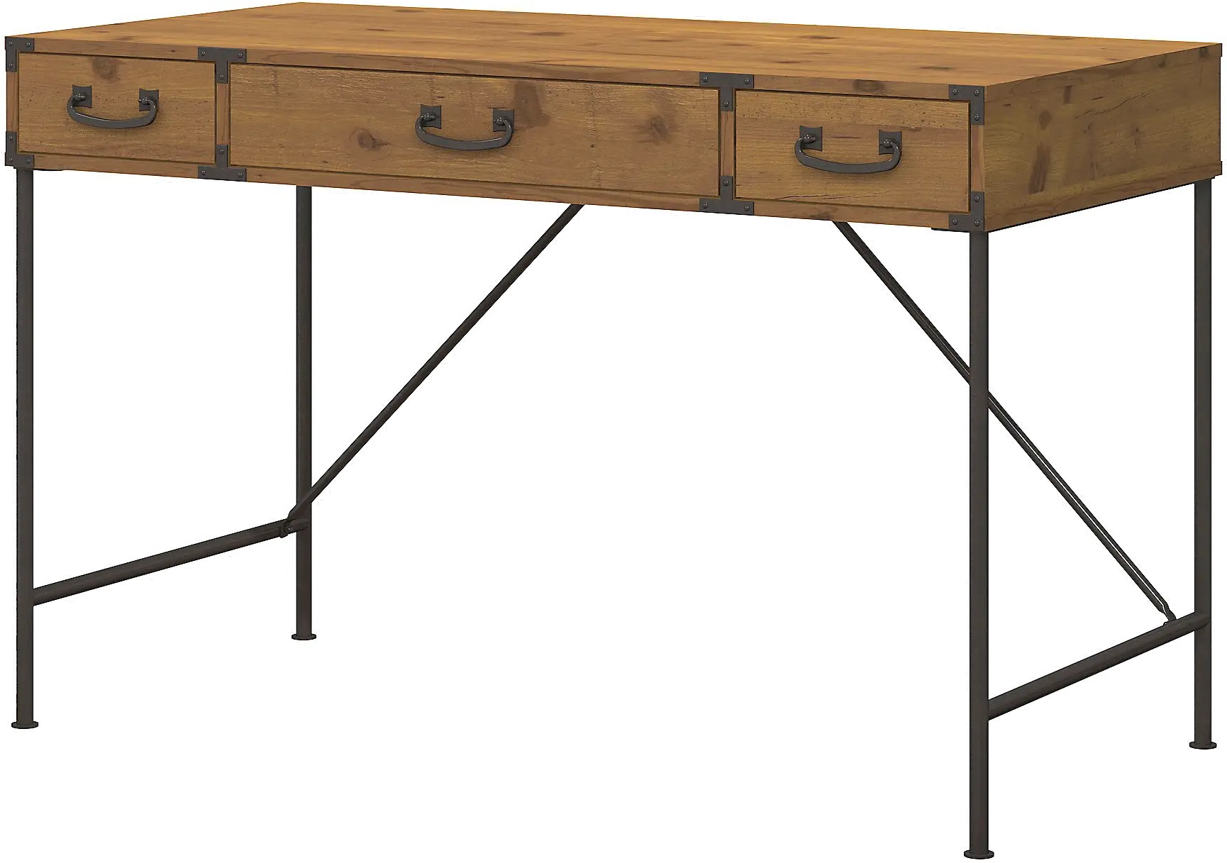 KI50101-03 Industrial Golden Pine 48 Inch Writing Desk - Ironworks-2