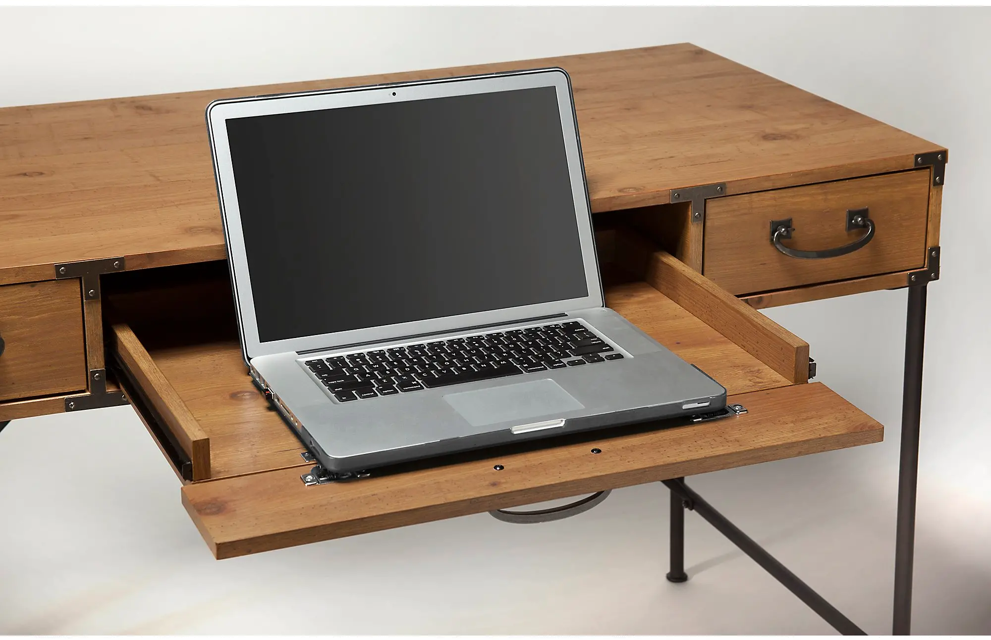 KI50101-03 Industrial Golden Pine 48 Inch Writing Desk - Ironworks-3