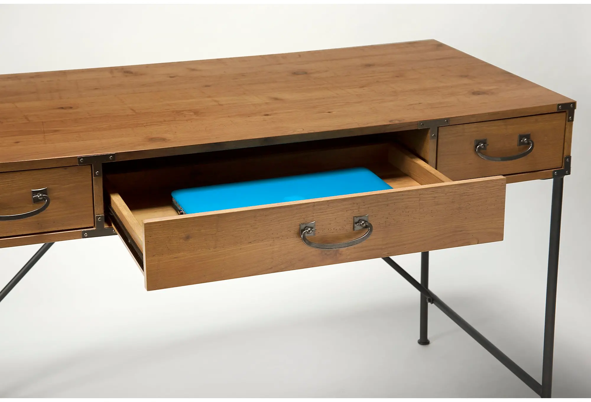 KI50101-03 Industrial Golden Pine 48 Inch Writing Desk - Ironworks-4