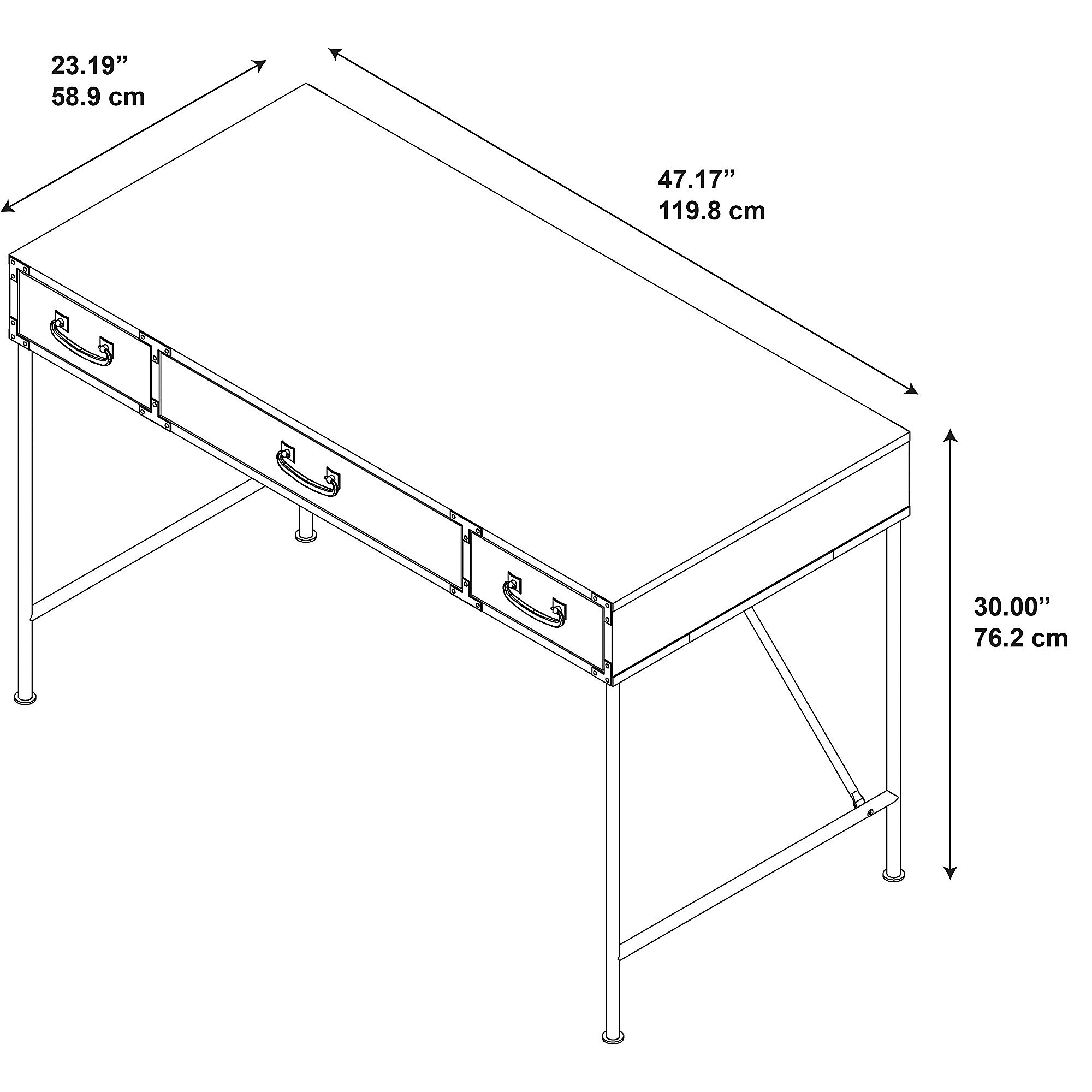 Industrial Golden Pine 48 Inch Writing Desk - Ironworks-5