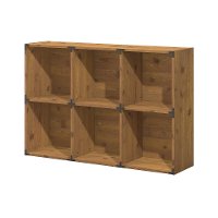 Kathy Ireland Golden Pine 6-Cube Bookcase - Ironworks -3