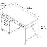 Kathy Ireland 48 Inch Writing Desk, 2 Drawer Mobile Cabinet - Ironworks-5