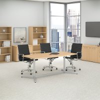 Natural Maple 72L x 36W Boat Shaped Table Metal Base - Conference Tables