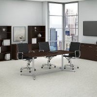 Mocha Cherry 72L x 36W Boat Shaped Table Metal Base - Conference Tables
