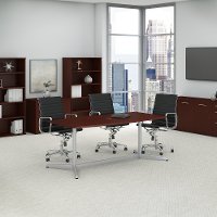 Harvest Cherry 72L x 36W Boat Shaped Table Metal Base - Conference Tables