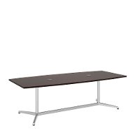 Mocha Cherry 96L x 42W Boat Shape Metal Base Table - Conference Tables