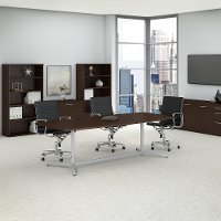 Mocha Cherry 96L x 42W Boat Shape Metal Base Table - Conference Tables-2