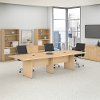 Natural Maple 120L x 48W Boat Shape Wood Base Table - Conference Tables