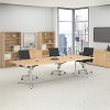 Natural Maple 120L x 48W Boat Shape Metal Base Table - Conference Tables