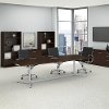 Mocha Cherry 120L x 48W Boat Shape Metal Base - Conference Tables