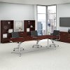 Harvest Cherry 120L x 48W Boat Shape Metal Base Table - Conference Tables