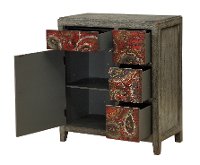 Hand Painted Red and Gray Paisley Cabinet - Ashbury-3