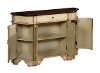 Antique Burnished Cream and Brown 4 Door Credenza-2